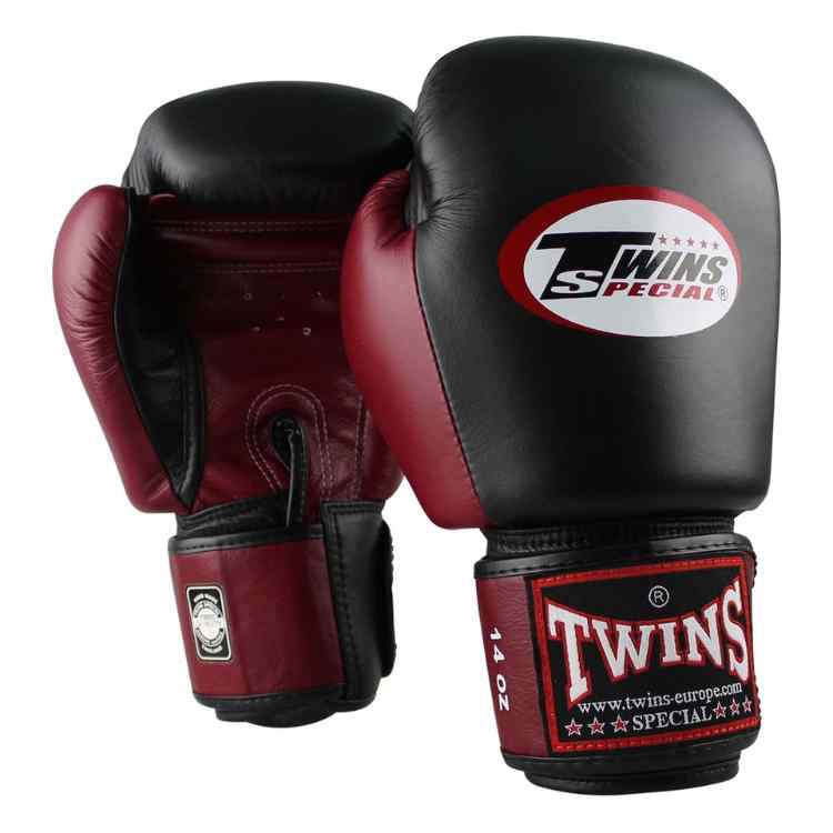 2 Tone Muay Thai Boxing Gloves - Black/Maroon