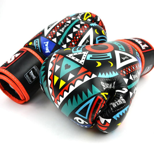 Muay Thai Aztec Boxing Gloves - Orange