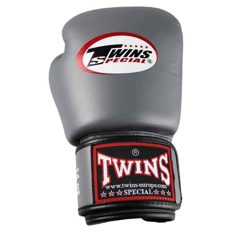 Grey Muay Thai Leather Sparring Training Gloves