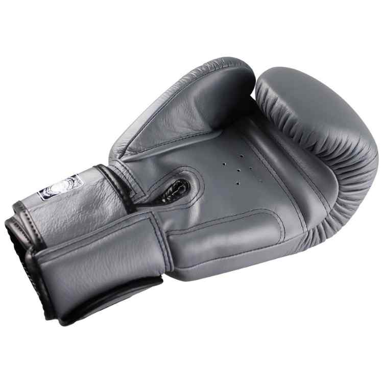 Grey Muay Thai Leather Sparring Training Gloves