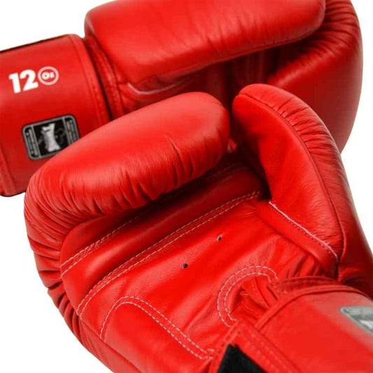 Red Muay Thai Leather Sparring Training Gloves