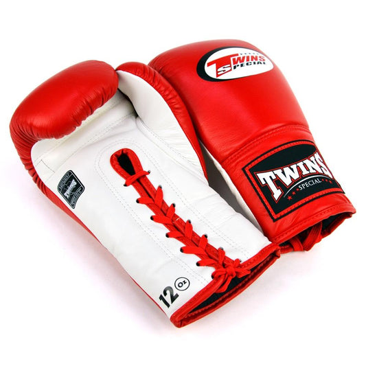 Muay Thai Lace Up Boxing Gloves - Red