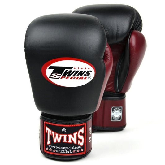 2 Tone Muay Thai Boxing Gloves - Black/Maroon