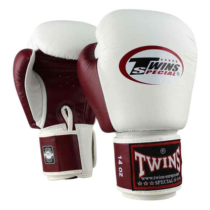 Muay Thai 2 Tone Boxing Gloves - White/Maroon