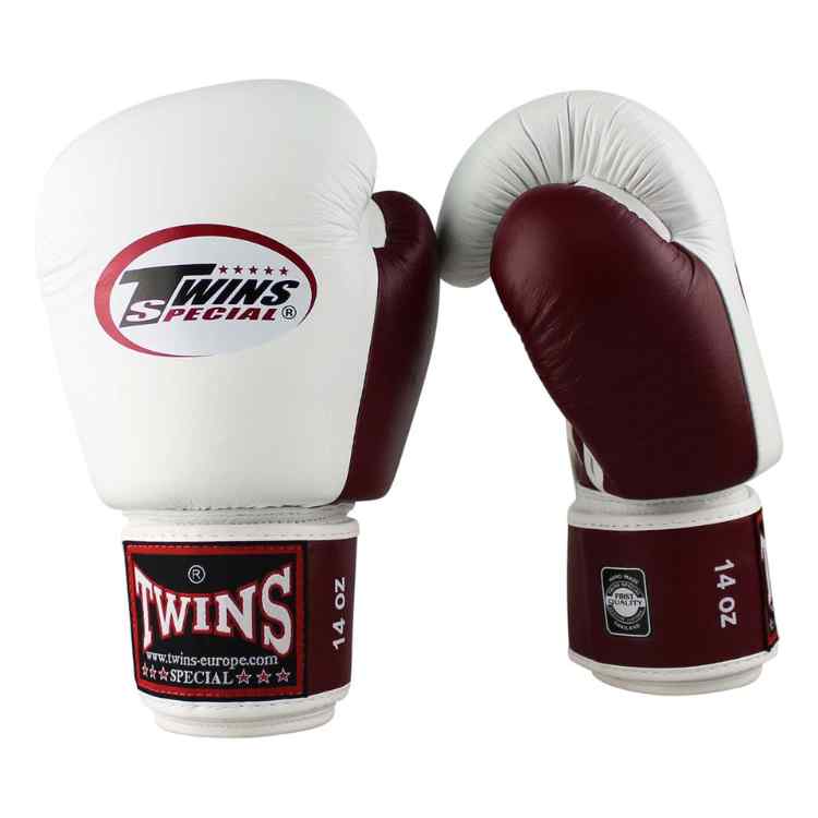 Muay Thai 2 Tone Boxing Gloves - White/Maroon