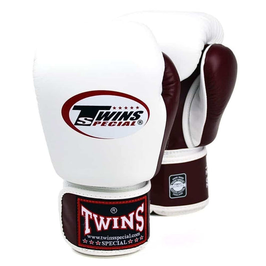 Muay Thai 2 Tone Boxing Gloves - White/Maroon
