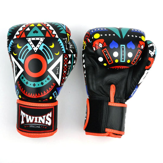 Muay Thai Aztec Boxing Gloves - Orange