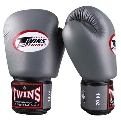 Grey Muay Thai Leather Sparring Training Gloves