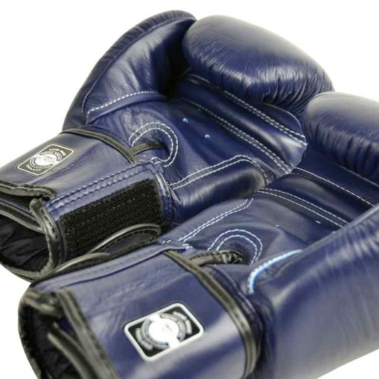 Navy Muay Thai Leather Sparring Training Gloves