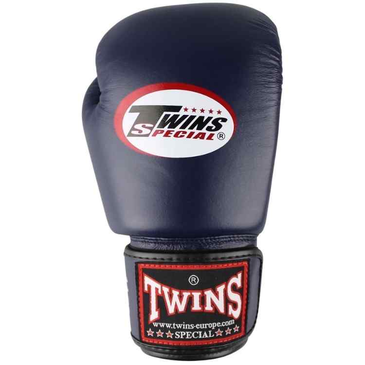 Navy Muay Thai Leather Sparring Training Gloves