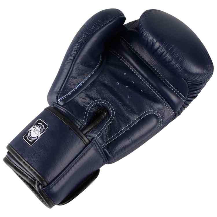 Navy Muay Thai Leather Sparring Training Gloves