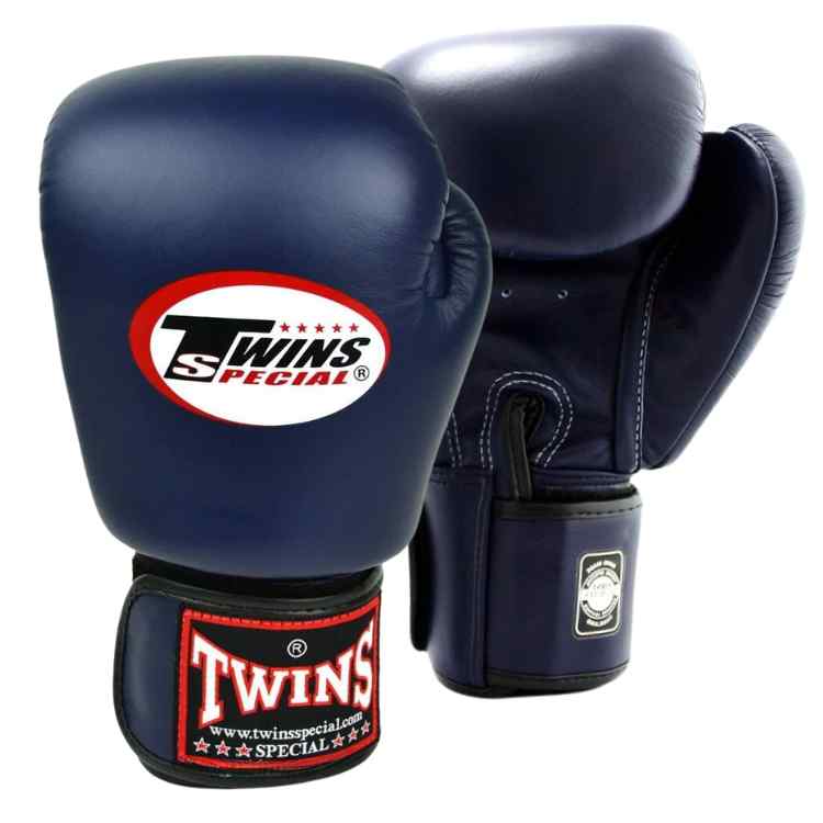 Navy Muay Thai Leather Sparring Training Gloves