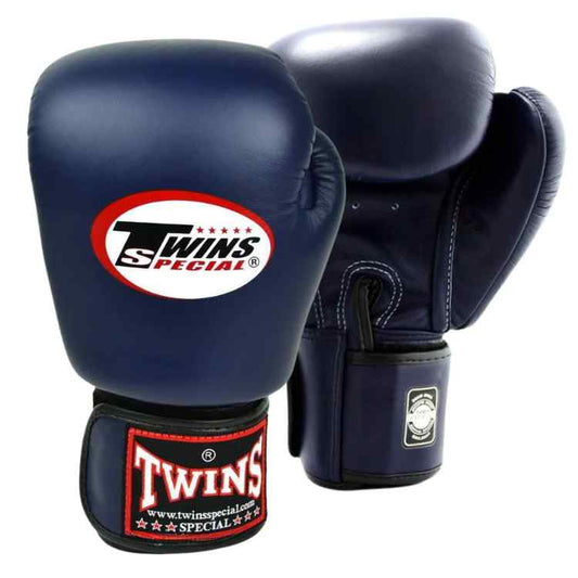Navy Muay Thai Leather Sparring Training Gloves
