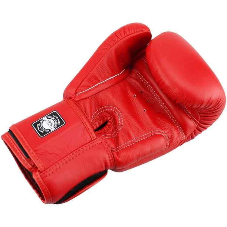 Red Muay Thai Leather Sparring Training Gloves