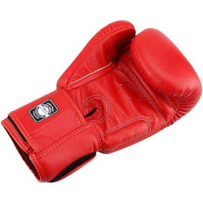 Red Muay Thai Leather Sparring Training Gloves