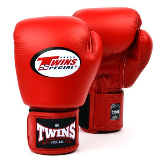 Red Muay Thai Leather Sparring Training Gloves