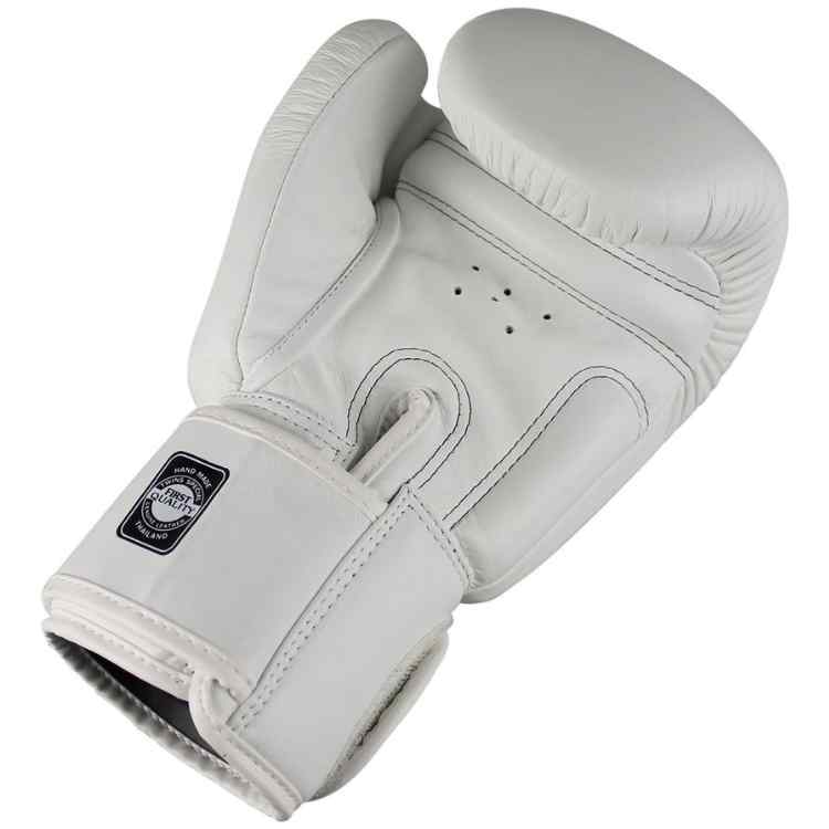 White Muay Thai Leather Sparring Training Gloves