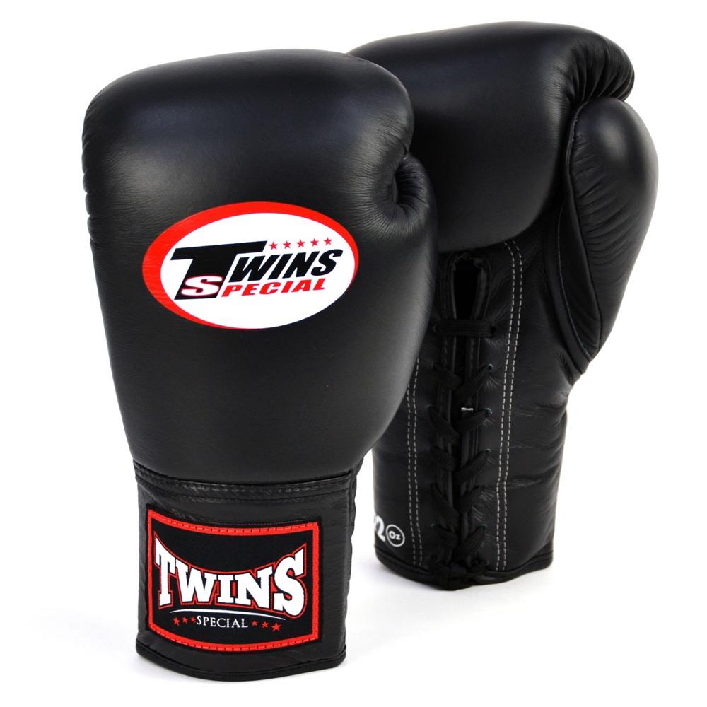 Muay Thai Lace Up Boxing Gloves - Black