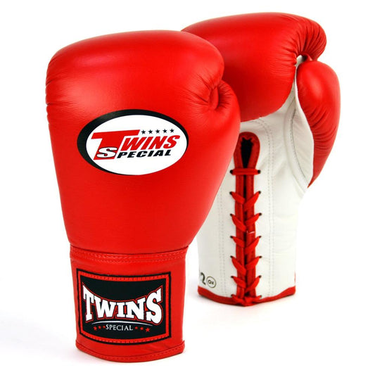 Muay Thai Lace Up Boxing Gloves - Red