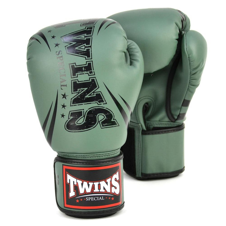 Black & Green Synthetic Leather Boxing Gloves