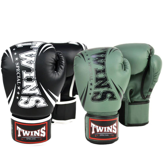 Black & Green Synthetic Leather Boxing Gloves